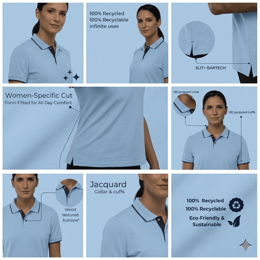 women’s jacquard polo t-shirt with subtle textured pattern