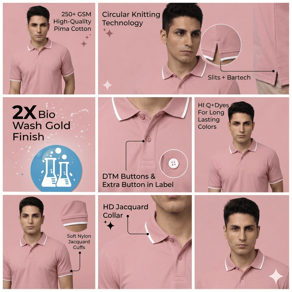 Classic Polo Neck Pima cotton t-shirt with a smooth finish
