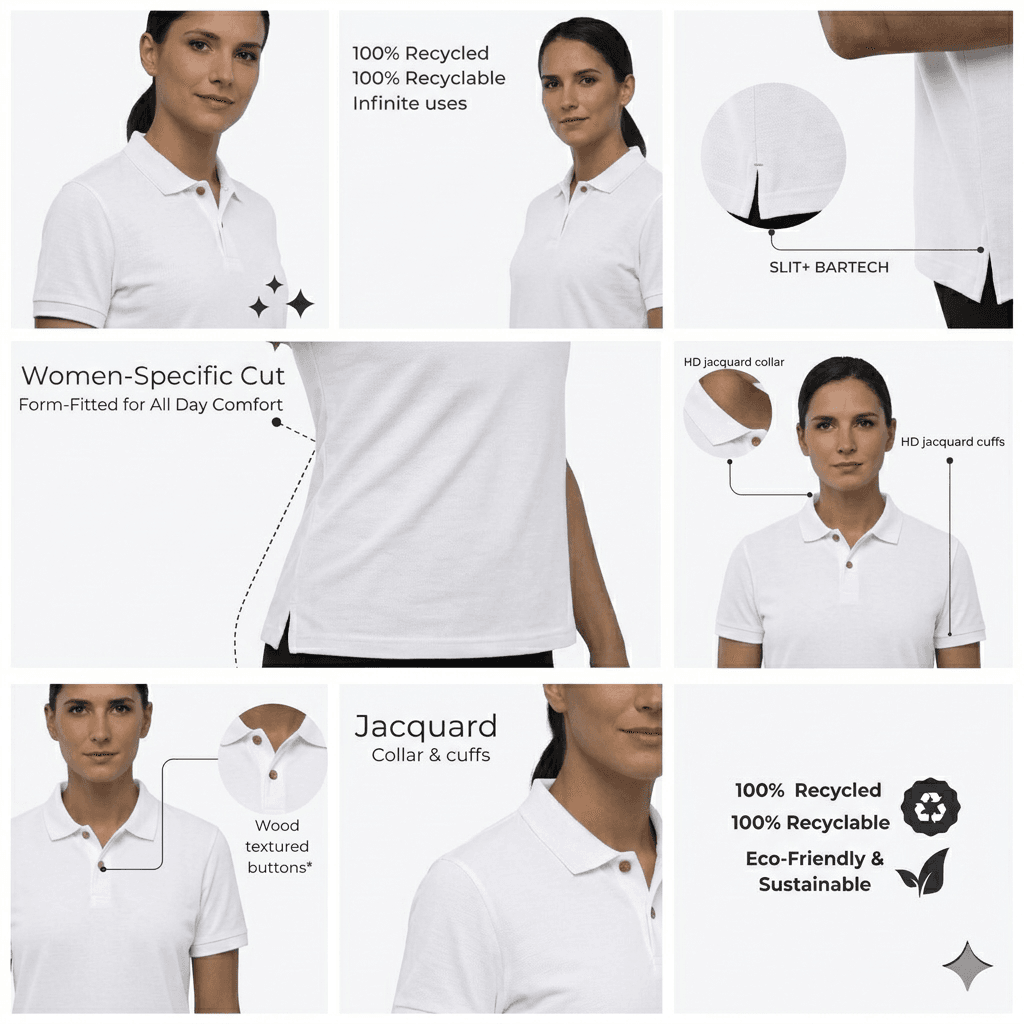 women’s grey jacquard polo t-shirt with subtle textured pattern