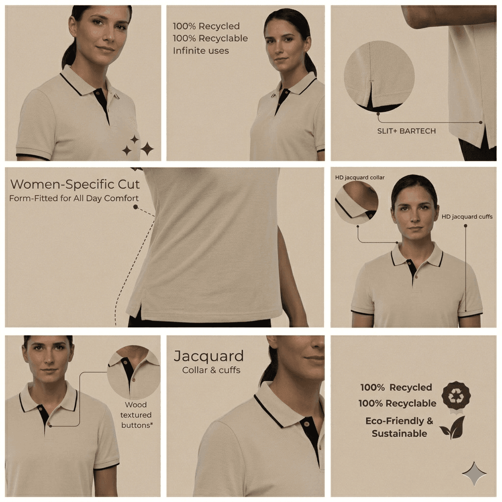 women’s jacquard polo t-shirt with subtle textured pattern