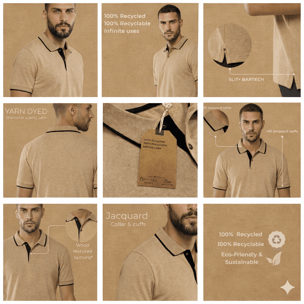 Men’s Beigr jacquard polo t-shirt with subtle textured pattern